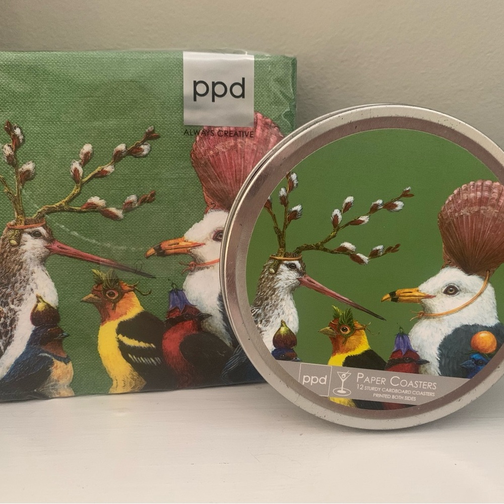 NWOT PPD “Sully’s Party” Bird-Themed Paper Coasters and Cocktail Napkins Set